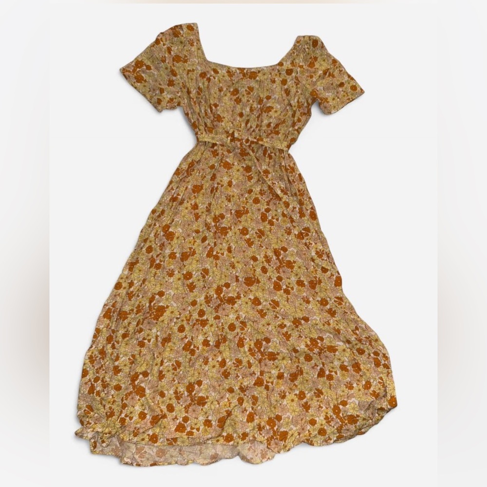 Haven Hearts Yellow and Orange Floral Maxi Dress